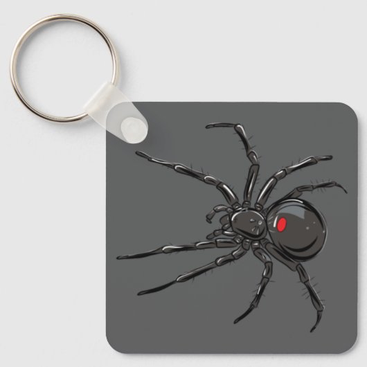 Zwarte Weduwe Spider Originele Tekenkunst Sleutelhanger (Voorkant)