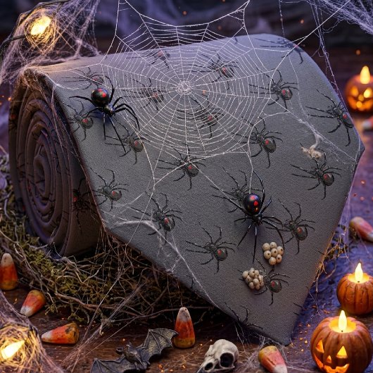 Zwarte Weduwe Spider Originele Tekenkunst Stropdas