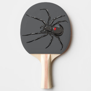 Zwarte Weduwe Spider Originele Tekenkunst Tafeltennisbatje
