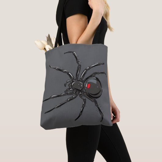 Zwarte Weduwe Spider Originele Tekenkunst Tote Bag (Dichtbij)