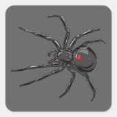 Zwarte Weduwe Spider Originele Tekenkunst Vierkante Sticker (Voorkant)