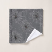 Zwarte Weduwe Spin en Spinnenweb Teken Kunst Bad Handdoek (Wasdoekje)