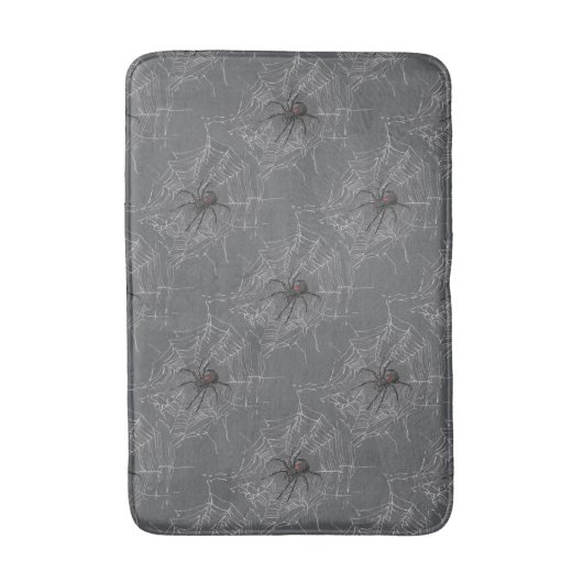 Zwarte weduwe spin en spinnenweb tekenkunst badmat (Voorkant Verticaal)