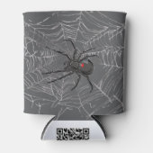 Zwarte weduwe spin en spinnenweb tekenkunst blikjeskoeler (Voorkant)