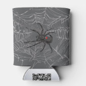 Zwarte weduwe spin en spinnenweb tekenkunst blikjeskoeler (Achterkant)