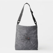 Zwarte weduwe spin en spinnenweb tekenkunst crossbody tas (Voorkant)