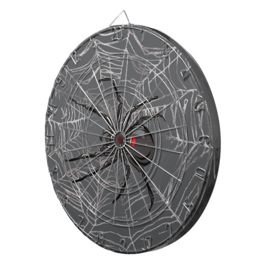 Zwarte weduwe spin en spinnenweb tekenkunst dartbord (Voorkant Rechts)