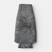 Zwarte weduwe spin en spinnenweb tekenkunst flesjeskoeler (Voorkant)