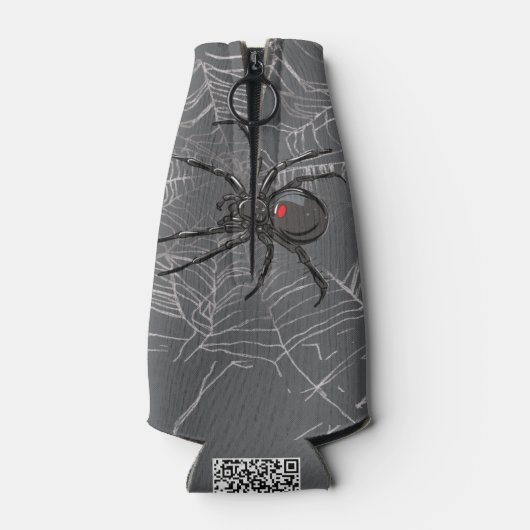 Zwarte weduwe spin en spinnenweb tekenkunst flesjeskoeler (Achterkant)