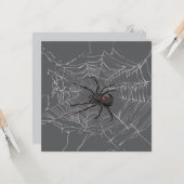 Zwarte weduwe spin en spinnenweb tekenkunst kaart (Voorkant / Achterkant in situ)