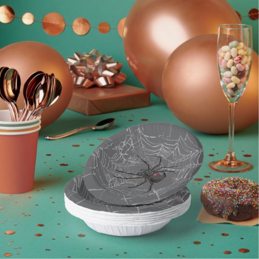 Zwarte weduwe spin en spinnenweb tekenkunst papieren kommen (Multi)