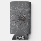 Zwarte weduwe spin en spinnenweb tekenkunst seltzer blikjeskoeler (Achterkant)