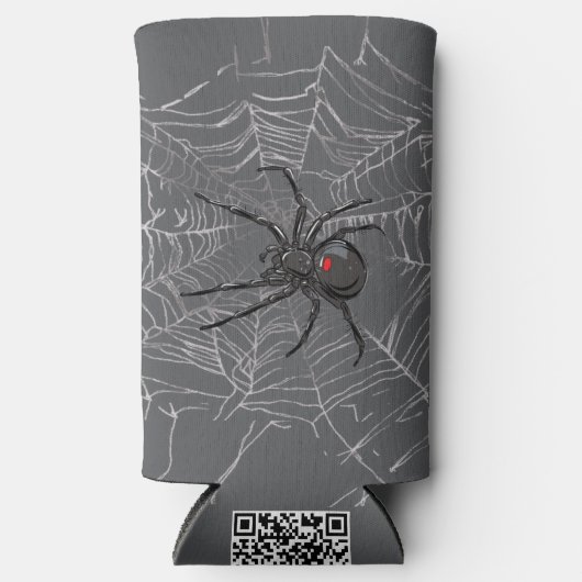 Zwarte weduwe spin en spinnenweb tekenkunst seltzer blikjeskoeler (Voorkant)