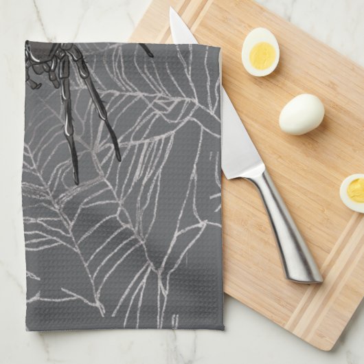 Zwarte weduwe spin en spinnenweb tekenkunst theedoek (Quarter Fold)