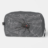 Zwarte weduwe spin en spinnenweb tekenkunst toilettasje (Voorkant)