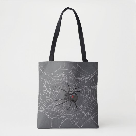 Zwarte weduwe spin en spinnenweb tekenkunst tote bag (Voorkant)