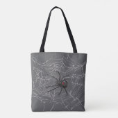 Zwarte weduwe spin en spinnenweb tekenkunst tote bag (Achterkant)
