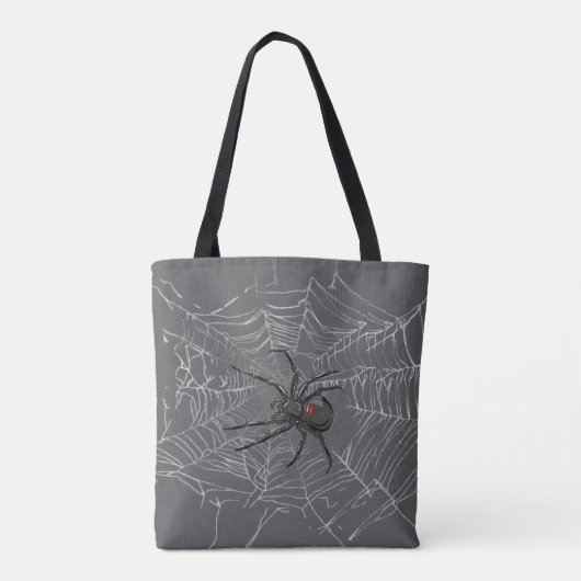 Zwarte weduwe spin en spinnenweb tekenkunst tote bag (Achterkant)