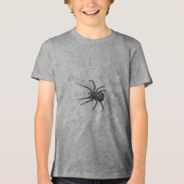 Zwarte weduwe spin en spinnenweb tekenkunst Tri-Blend shirt