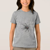 Zwarte weduwe spin en spinnenweb tekenkunst Tri-Blend shirt (Voorkant)