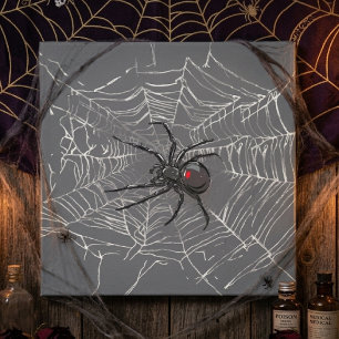 Zwarte Weduwe Spin En Spinneweb Teken Kunst Canvas Afdruk
