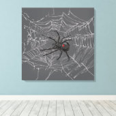 Zwarte Weduwe Spin En Spinneweb Teken Kunst Canvas Afdruk (Insitu (Houten vloer))