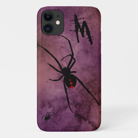 Zwarte Weduwe Spin Gothic Halloween Monogram Case-Mate iPhone Case (Achterkant)