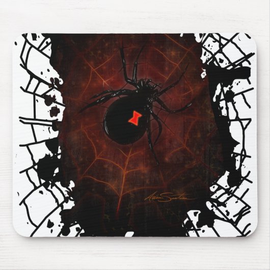 Zwarte Weduwe Spin Gothic Verfspatten Web Muismat (Voorkant)