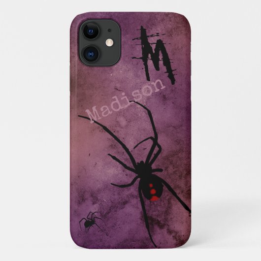 Zwarte Weduwe Spin Gotische Halloween Monogram Naa Case-Mate iPhone Case (Achterkant)