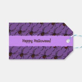 Zwarte weduwe spin halloween pixel art patroon cadeaulabel