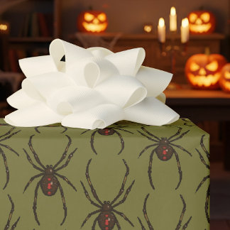 Zwarte Weduwe Spin Halloween Pixel Art Patroon Cadeaupapier