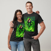 Zwarte weduwe spin met neon groene rook rond de t-shirt (Unisex)