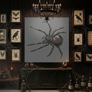 Zwarte Weduwe Spin Originele Tekening Kunst Canvas Afdruk