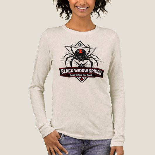 Zwarte Weduwe Spin Waarschuwingsembleem Tri-Blend Shirt (Voorkant)