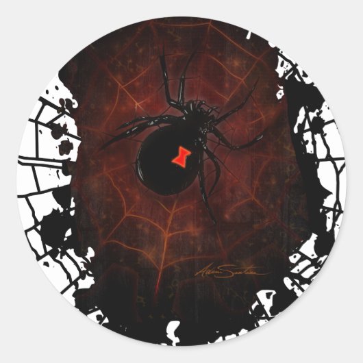 Zwarte Weduwe Spin Web Gotisch Donker Scherp Ronde Sticker (Voorkant)