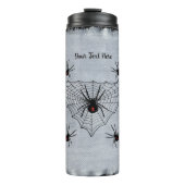 Zwarte weduwe spinnen driehoekig web geschilderd l thermosbeker (Voorkant)