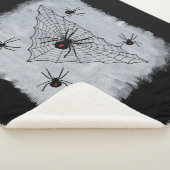 Zwarte Weduwe Spinnen Rode Zandloper in Web on Whi Sherpa Deken (3/4)