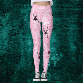 Zwarte Weduwe Spinnenweb Pastel Roze Kostuum Leggi Leggings