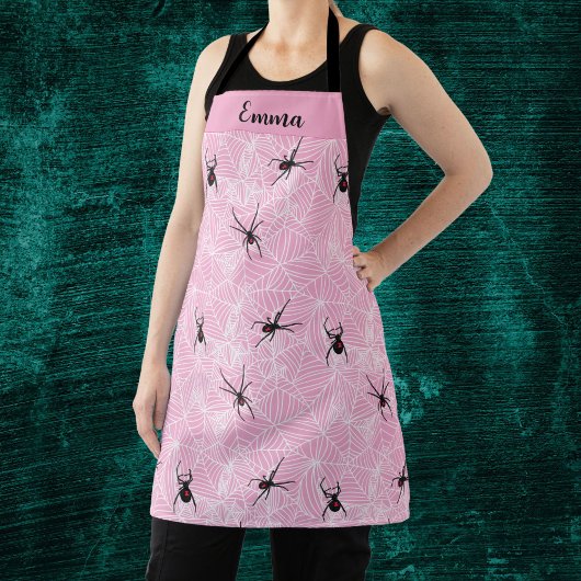 Zwarte Weduwe Spinnenweb Pastel Roze Schort