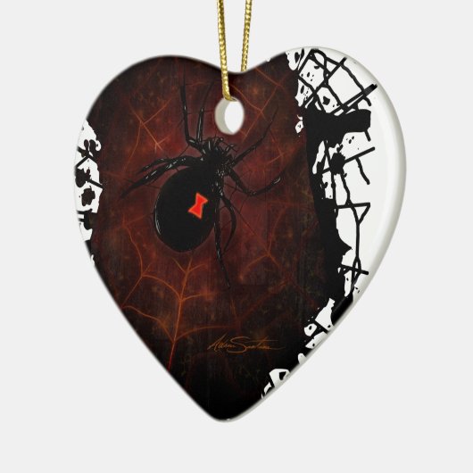 Zwarte weduwe (tekenontwerp) keramisch ornament (Links)