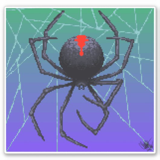 Zwarte weduwpixel sticker (Voorkant)