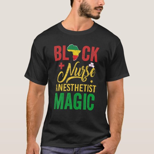 Zwarte weekse anesthetist Magic Black History maan T-shirt (Voorkant)
