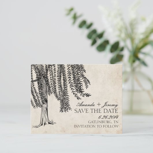 zwarte weep Willow slaat de datum op Aankondigingskaart (Staand voorkant)