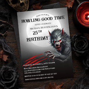 Zwarte Weerwolf Elke Leeftijd Halloween Verjaardag Kaart