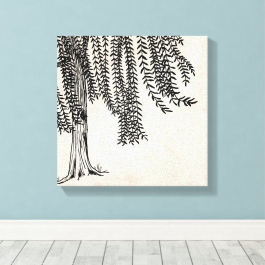 zwarte weideboom canvas afdruk (Insitu (Houten vloer))