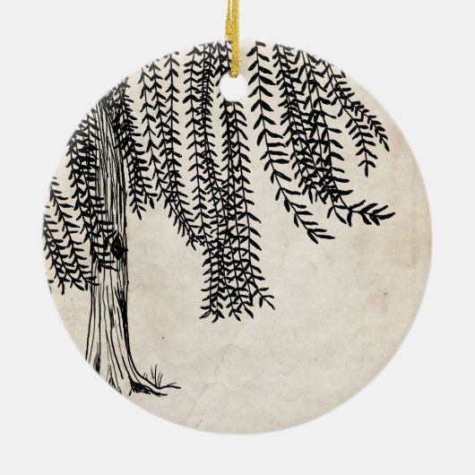  zwarte weideboom keramisch ornament (Achterkant)