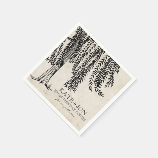  zwarte weideboom servetten (Hoek)