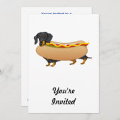 Zwarte Weiner Dog met Alle Fixins Kaart (Voorkant / Achterkant)