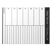 Zwarte Wekelijkse maaltijdanner - Winkellijst Notitieblok (Voorkant)