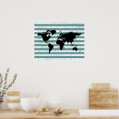zwarte wereld met strepen poster (Keuken)